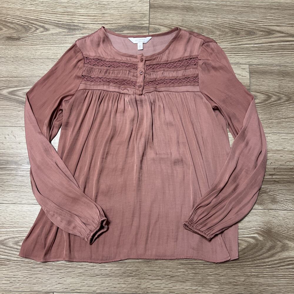 Lauren Conrad Women’s Pink Long Sleeve Round Neck Blouse Size XS (A16)